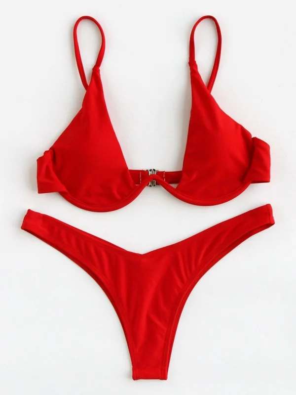 Bikini liso con braguita brasileña - Imagen 2