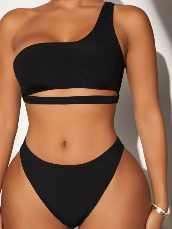 Top bikini con abertura de canalé - Imagen 2