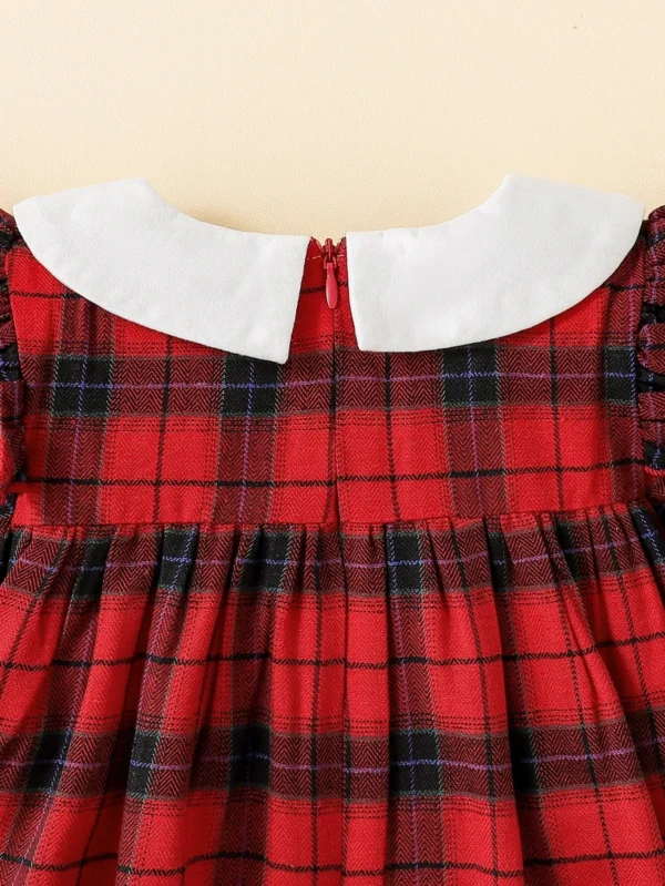 Bebé niña Vestido smock cuello de muñeca en contraste de cuadros - Imagen 2
