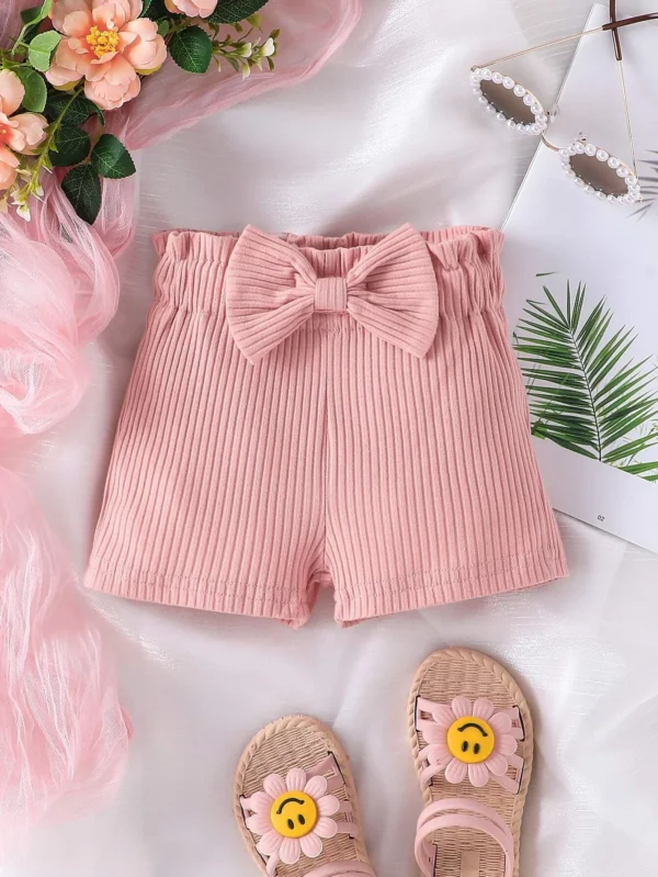 Bebé Shorts con lazo delantero de cintura con volante