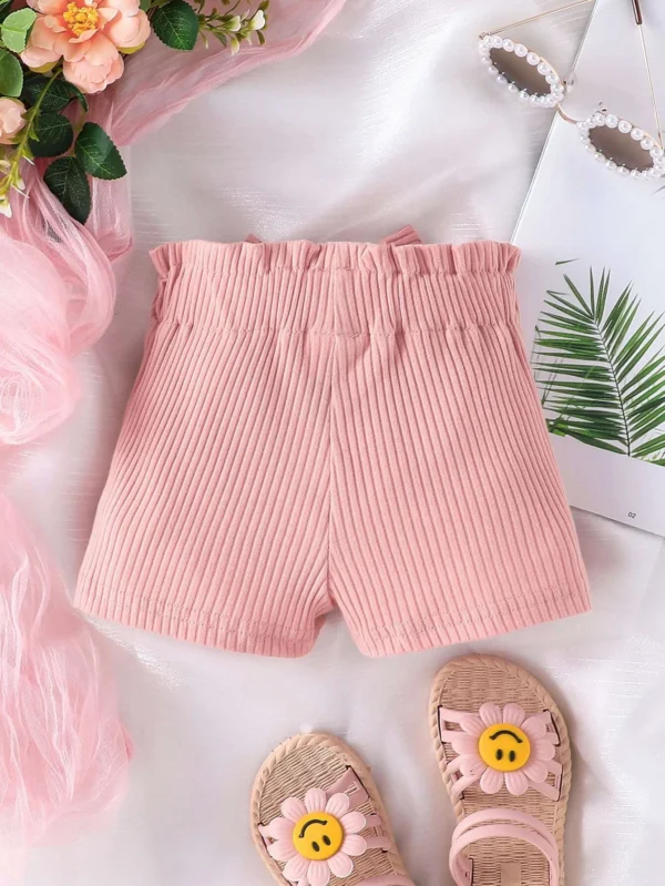 Bebé Shorts con lazo delantero de cintura con volante - Imagen 2