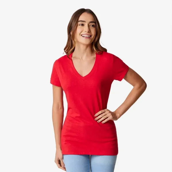 Playera Prime Cuello V Rojo mujer