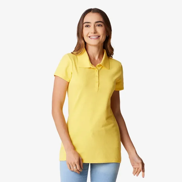 Playera Polo Pique Amarillo mujer Manga Corta