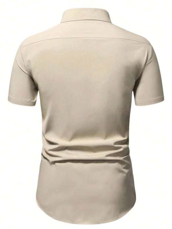 Hombres Camisa unicolor con botón - Imagen 3