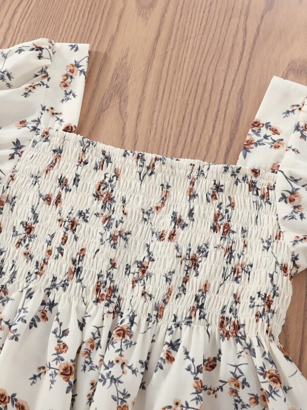 Blusa de flores para niña preadolescente con mangas abullonadas - Imagen 2