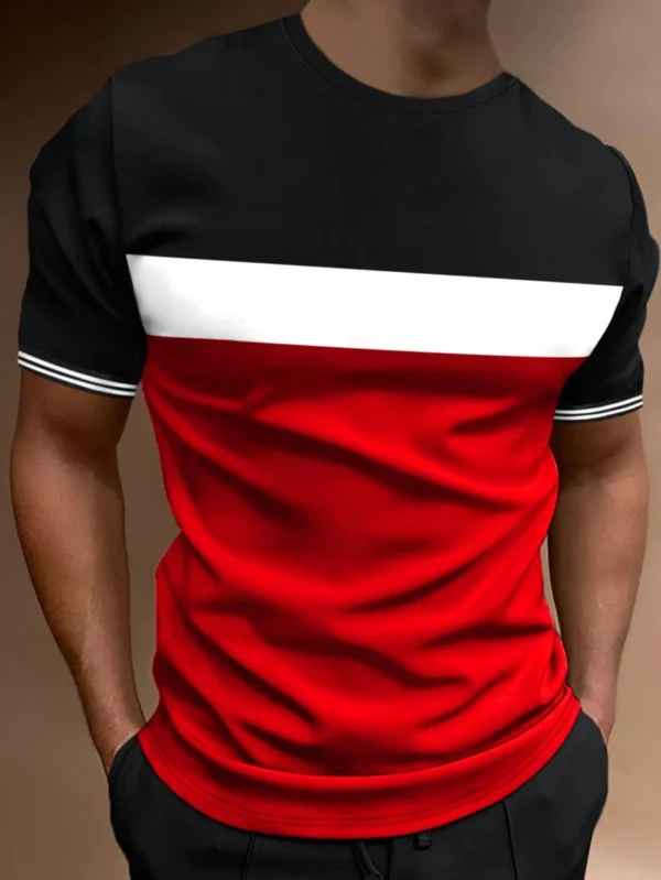 Camiseta de color combinado ribete de rayas