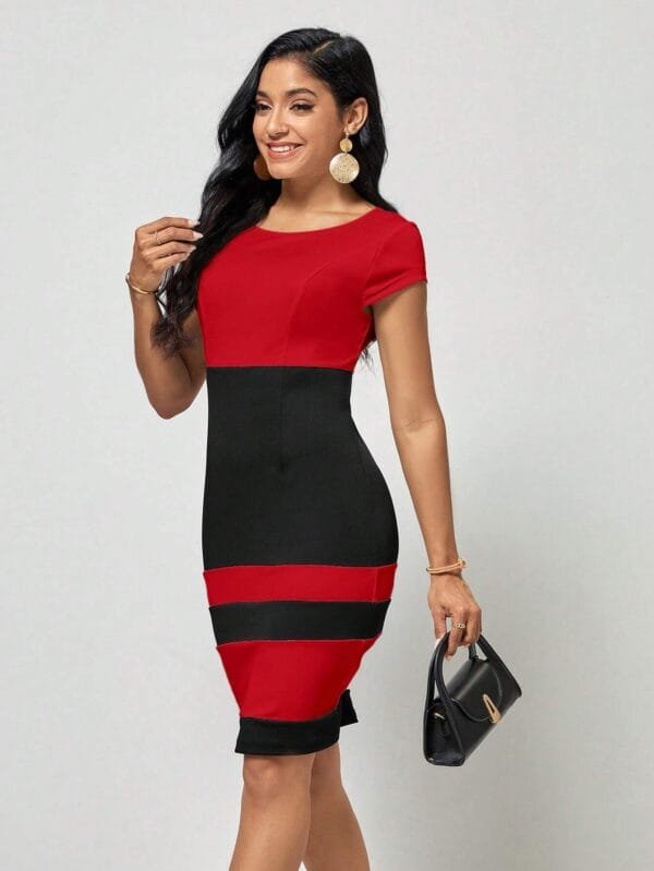Vestido ajustado de color combinado - Imagen 5