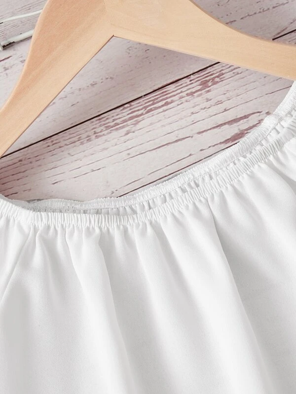 Top unicolor para niñas pequeñas y falda con dobladillo con volantes y estampado floral - Imagen 4