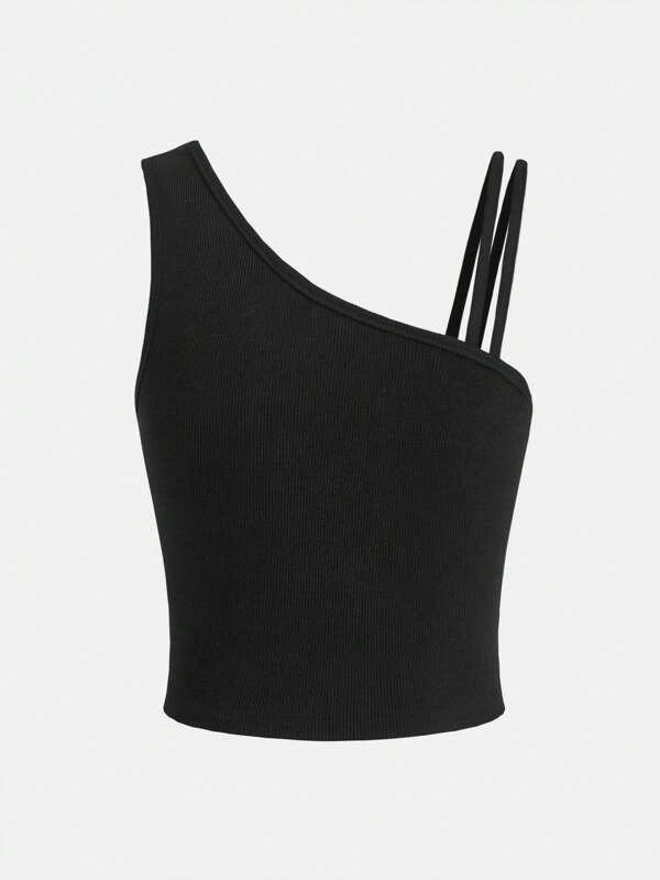 Chicas adolescentes Top crop de cuello asimétrico - Imagen 2