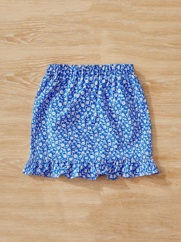 Falda con estampado floral ribete con fruncido bajo cruzado - Imagen 2