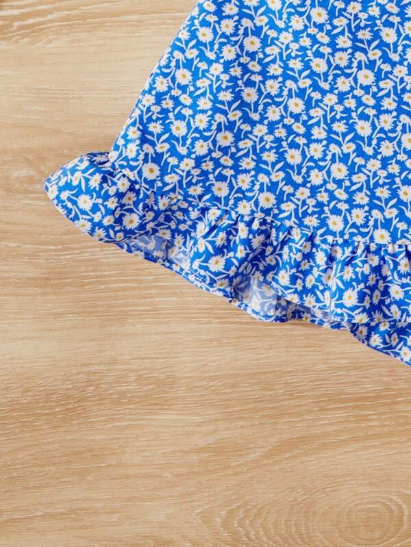 Falda con estampado floral ribete con fruncido bajo cruzado - Imagen 3