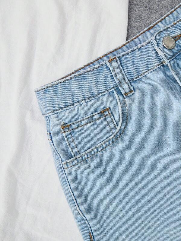 Chica adolescente Shorts en mezclilla aplique con encaje - Imagen 5