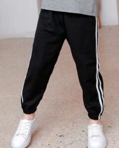 Pantalones jogger de rayas en contraste cinta lateral