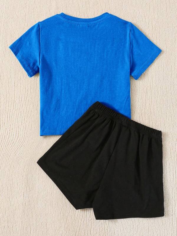 Chica Joven Shorts con camiseta con estampado de corazón - Imagen 2