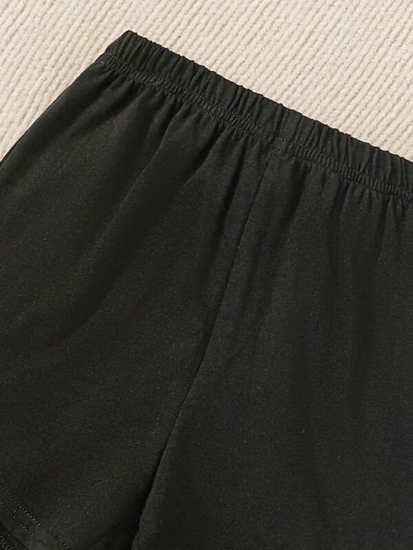 Chica Joven Shorts con camiseta con estampado de corazón - Imagen 4