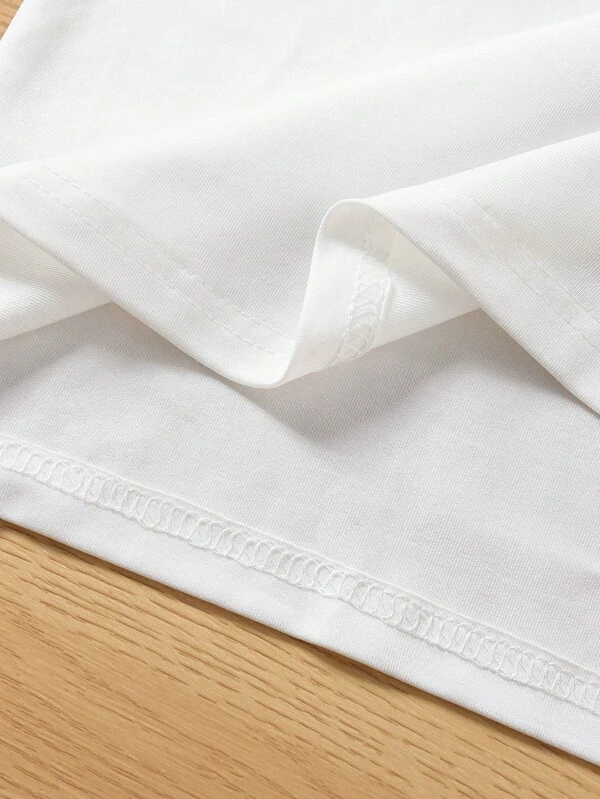 Chica adolescente Camiseta con estampado de corazón y letra - Imagen 4