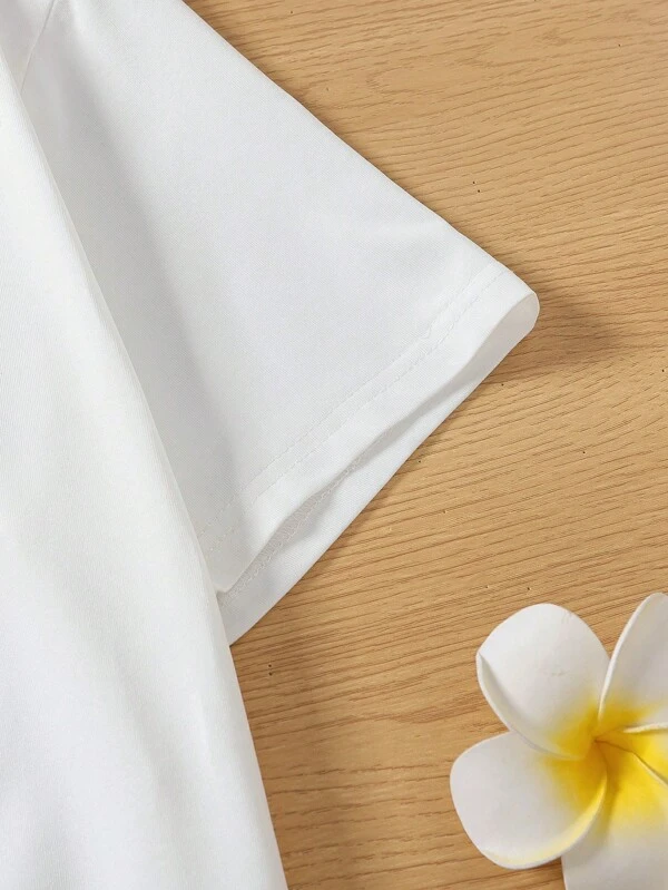 Chica adolescente Camiseta con estampado de corazón y letra - Imagen 3