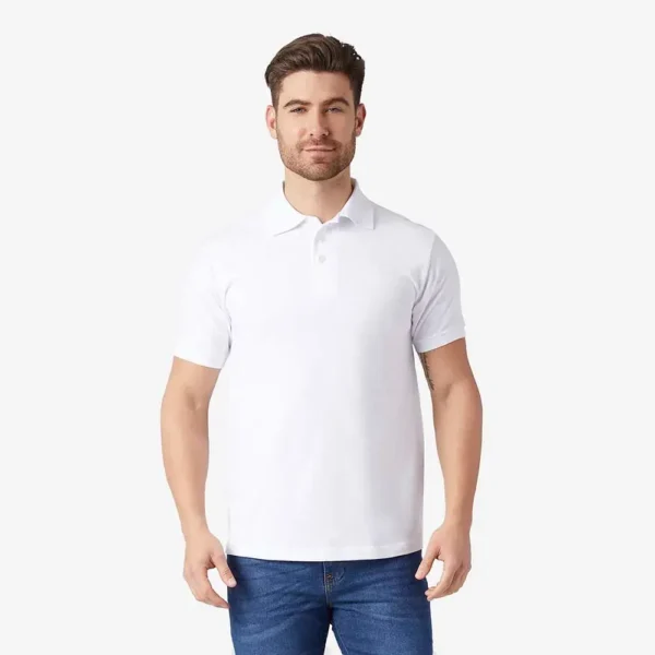 Playera cuello polo manga corta hombre blanco