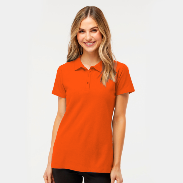 Playera polo naranja mujer Manga Corta