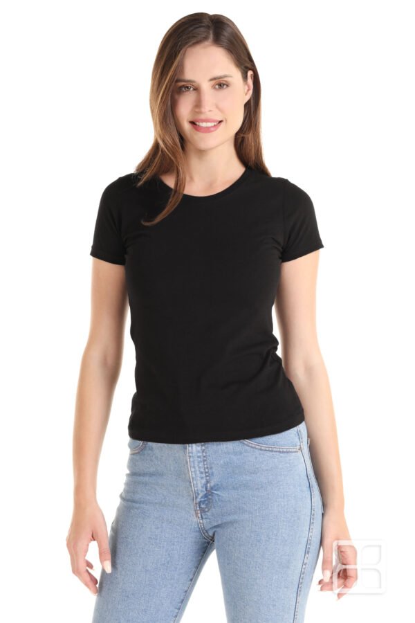 Playera Negra Cuello redondo mujer Manga Corta
