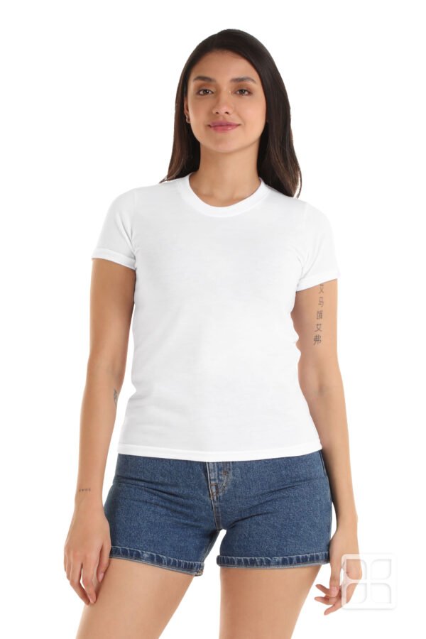 Playera Cuello Redondo Mujer blanca Manga Corta