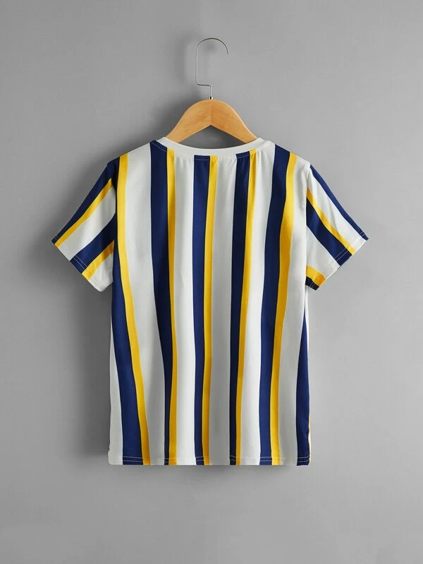 Camiseta de niños de rayas con estampado de letra - Imagen 2