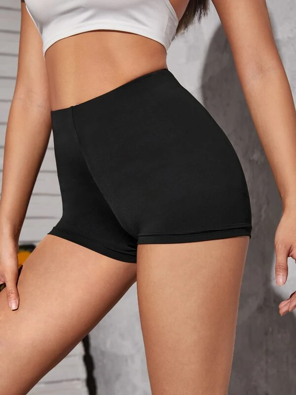 Shorts biker unicolor de talle alto - Imagen 3