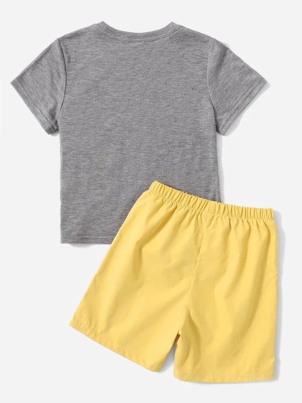 Niñitos Shorts con camiseta con estampado de árbol - Imagen 2