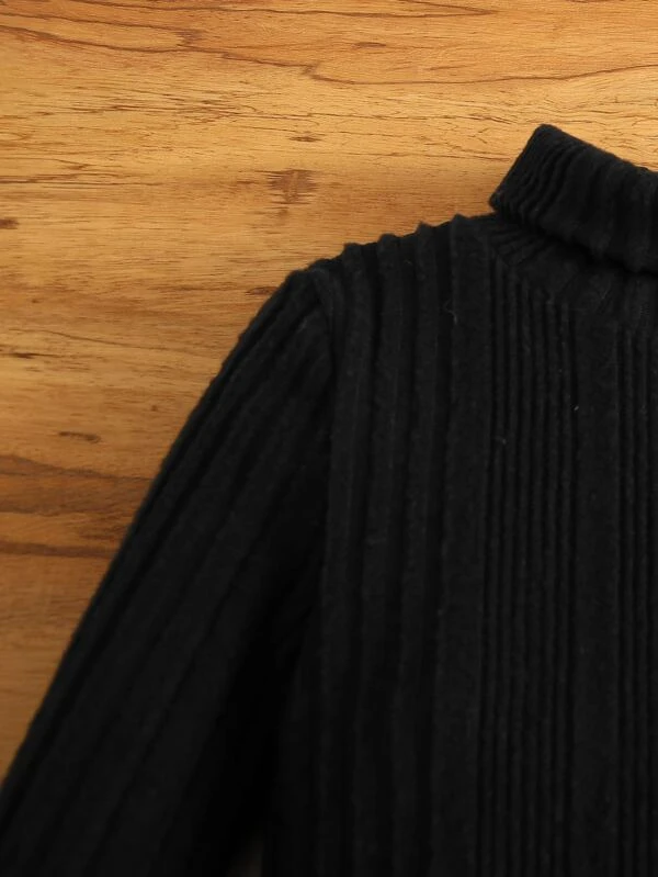 Niñas Vestido de cuello tortuga sin cinturón - Imagen 3