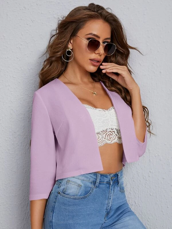 Blazer unicolor con parte delantera abierta - Imagen 5