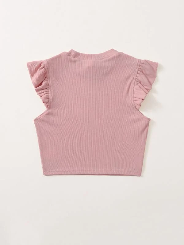 Chicas adolescentes Camiseta tejido de canalé sisa con fruncido - Imagen 2