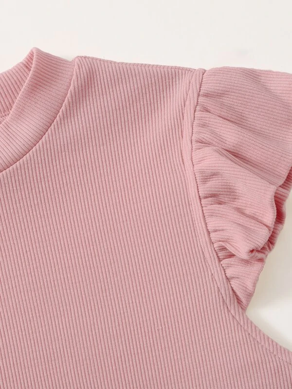 Chicas adolescentes Camiseta tejido de canalé sisa con fruncido - Imagen 3