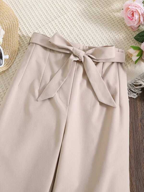 Chicas Pantalones rectos unicolor con cinturón - Imagen 5