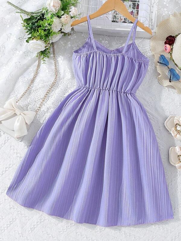 Chica preadolescente Vestido de tirantes unicolor - Imagen 2