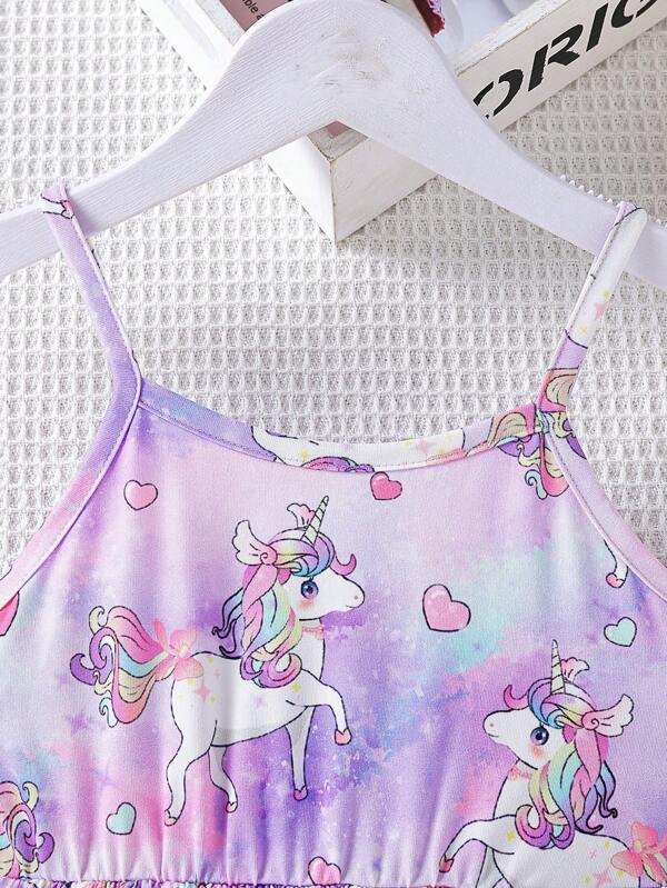 Niñas Vestido de tirantes con estampado de unicornio - Imagen 4