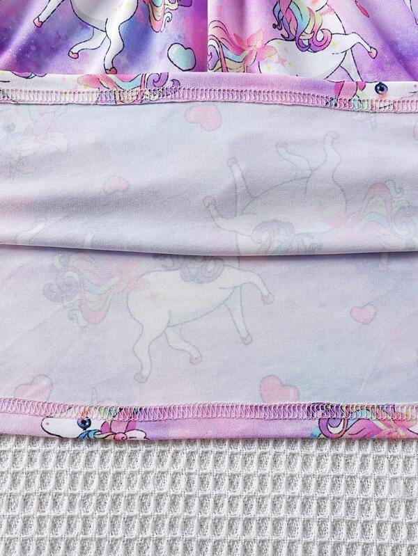 Niñas Vestido de tirantes con estampado de unicornio - Imagen 3