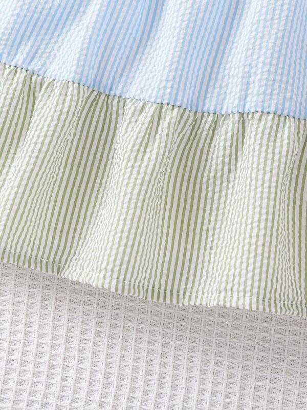 Niñas Vestido con estampado de rayas ribete con fruncido - Imagen 3