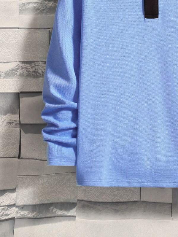 Chico preadolescente Camisa polo con estampado de ciervo de cuello en contraste - Imagen 4