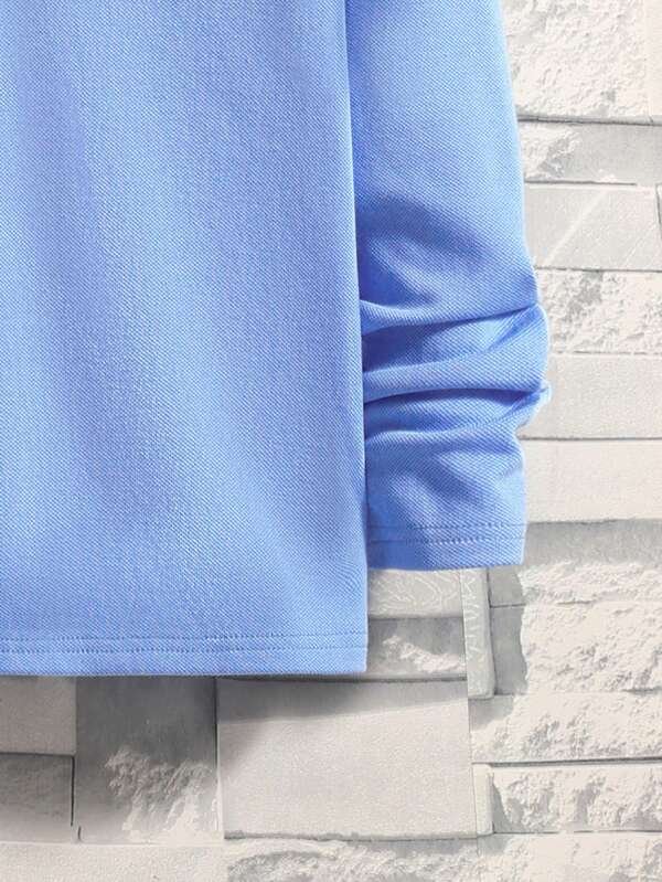 Chico preadolescente Camisa polo con estampado de ciervo de cuello en contraste - Imagen 3