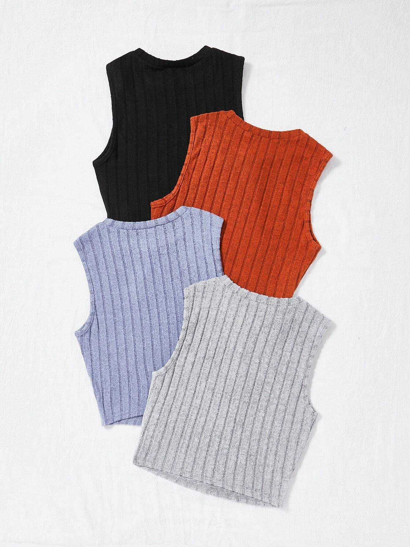 1 pieza Top tank tejido de canalé gris - Imagen 2