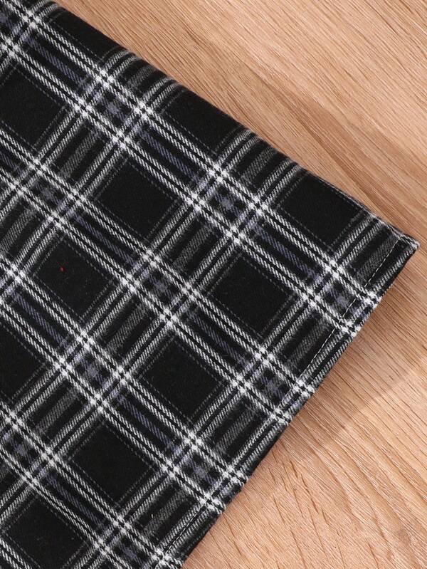 Chica adolescente Vestido 2 en 1 con estampado de cuadros de manga con volante & Sombrero - Imagen 6