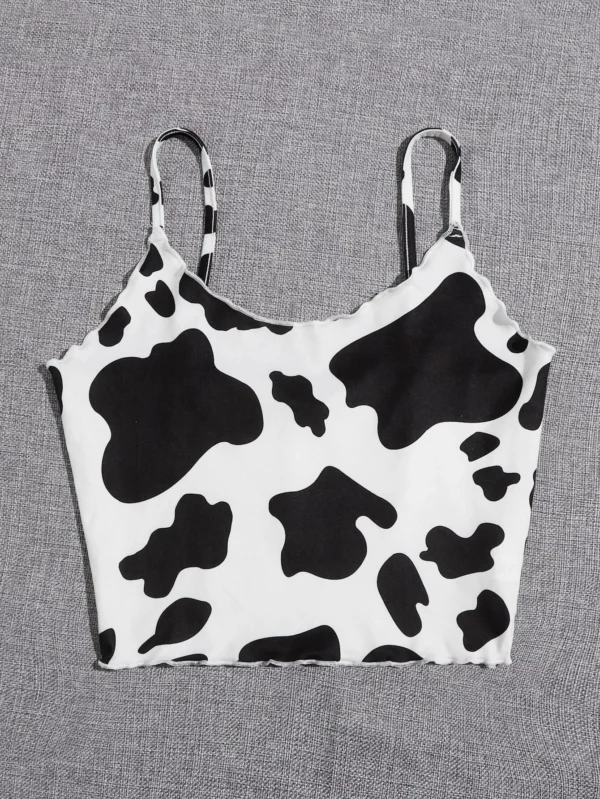 Top de tirantes corto con estampado de vaca y lechuga - Imagen 4
