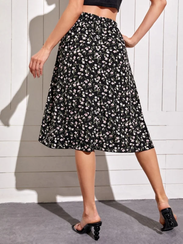 Falda amplia con estampado floral - Imagen 2