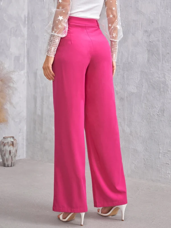 Pantalones rectos unicolor con cremallera - Imagen 2