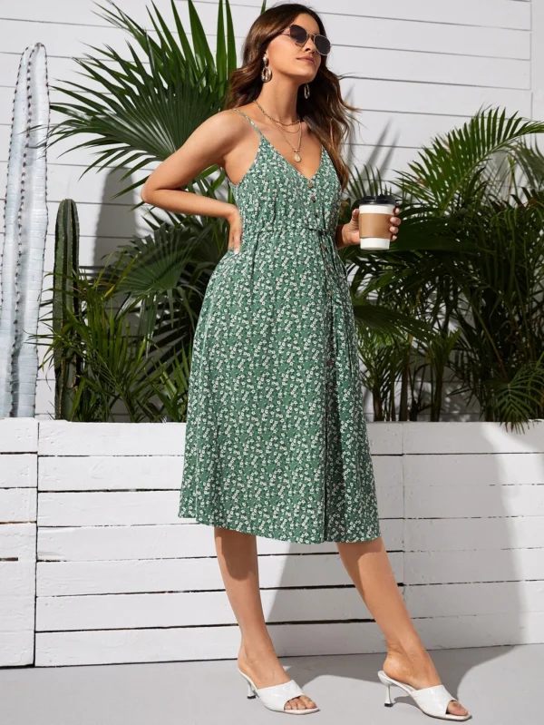 Vestido floral con botón delantero - Imagen 4