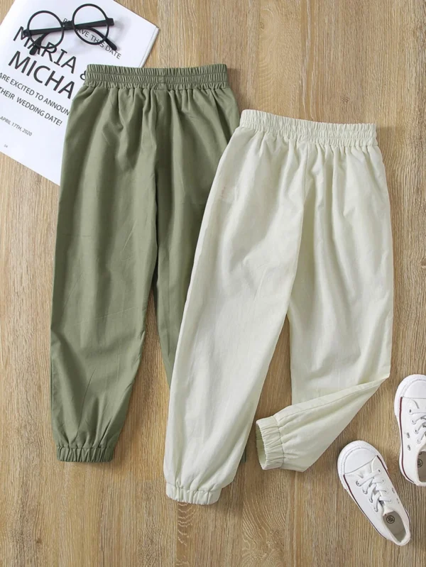 Pantalones unicolor con lazo delantero - Imagen 2