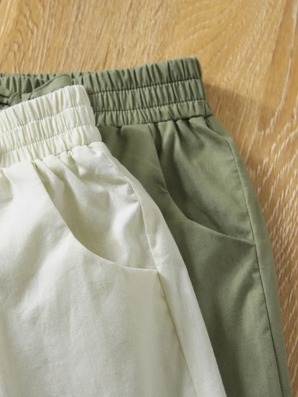 Pantalones unicolor con lazo delantero - Imagen 3