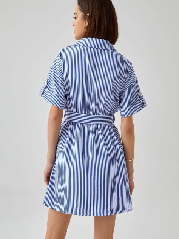Vestido camisero de rayas con cinturón - Imagen 2