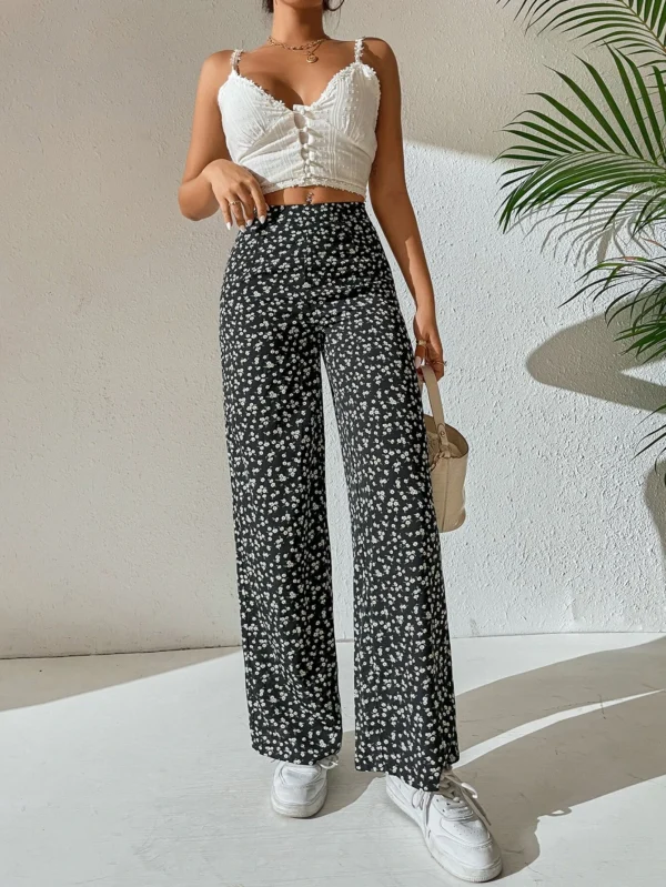 Pantalones de pierna ancha floral - Imagen 3