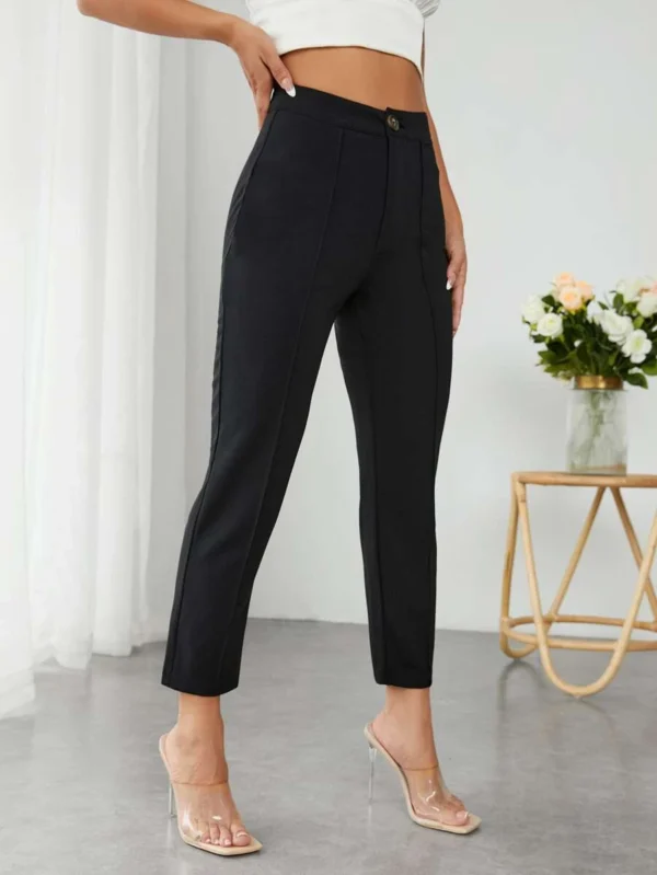 Pantalones cónicos de talle alto pliegue de prensa - Imagen 2
